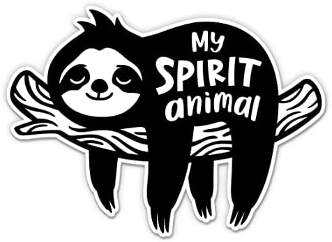 Стикери с животни Sloth My Spirit - 2 опаковки по 3 на стикери - Водоустойчив винил за колата, телефон, бутилки с вода, лаптоп - Етикети