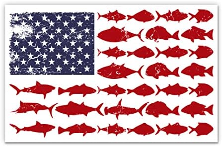 Етикети с американския рыболовным флага - 2 опаковки, 3-инчов стикери - Водоустойчив винил за колата, телефон, бутилки с вода,