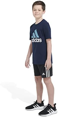 Класически 2-Тонная Памучен тениска с логото на Bos за момчета adidas Голям размер с Къс ръкав