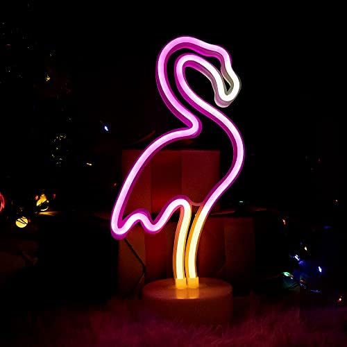 Неонови Нощни осветителни Тела DWOOKE Flamingo, Творчески Осветителни Лампи, Тенис на Декор от Стойката, Захранване от батерията