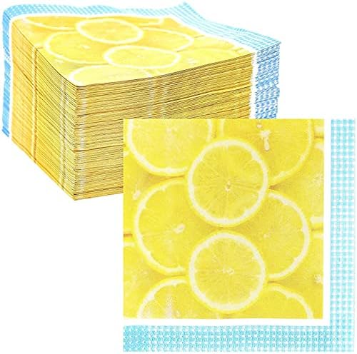 Хартиени салфетки с лимон за Лятото плодов партита (6,5 x 6,5 инча, 150 опаковки)