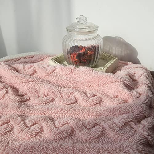 HOMRITAR 2 Опаковки 3D Флисового Пухкав одеяла за бебета и малки деца Одеяло със Стилен 3D Модел на ръба на шерп-руно цвят на морските вълни и розово
