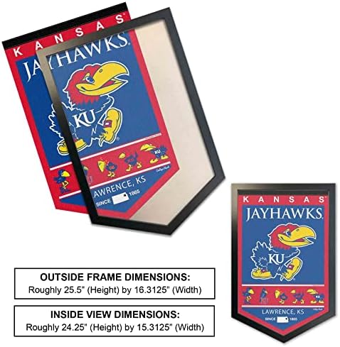 Логото на Kansas KU Jayhawks Heritage Исторически Банер и Дървена Рамка за Банер