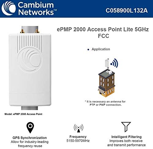Точка за достъп Cambium Networks ePMP 2000 5 Ghz Lite с интелектуална филтриране и синхронизиране на GPS (FCC) - C058900L132A
