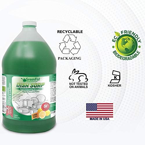 GreenFist Зелено сапун за миене на чинии [с аромат на лимон] Професионален препарат за измиване на съдове с ръчно съдържанието