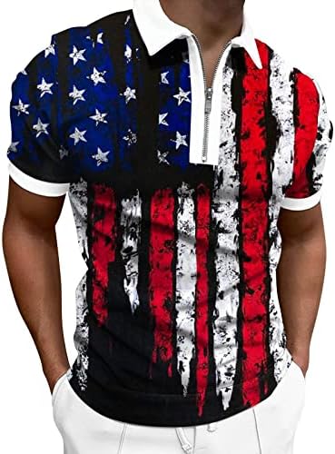 Мъжки Ризи Поло с Флага на САЩ, Патриотични Фланелки на 4 юли, Летен Ежедневни Тениски С 3D Принтом, Къс Ръкав, Реколта Туника, Върхове