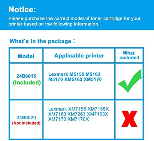 Подмяна на касетата с тонер за принтер, съвместим с LCL, за Lexmark 24B6015 35000 Страници M5155 M5163 M5170 XM5163 XM5170 (1 опаковка