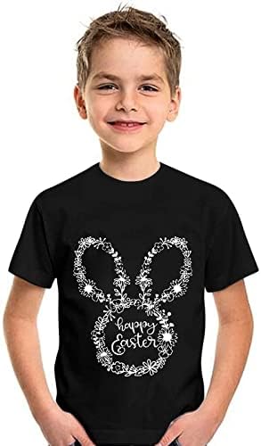 Тениска с принтом на Ден на Великден, Тениски, Тениска За Малки Момичета И Момчета, Тениска с Къс ръкав и Зайчиком, Детски Тениски