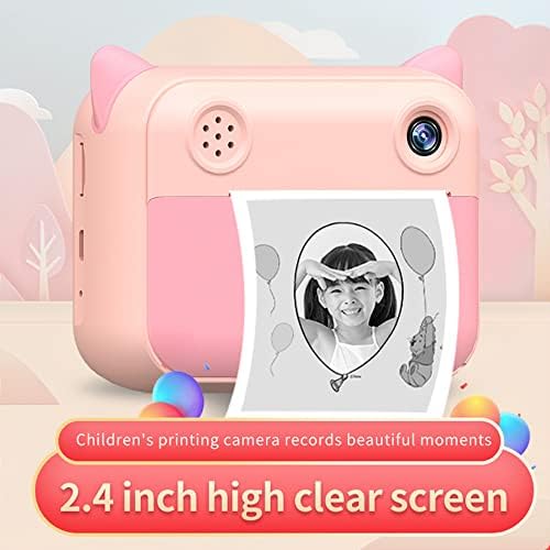 Camnoon Сладко детска помещение миг печат 1080 P цифрова камера с двоен обектив 12MP 2.4 инчов LCD екран, Вградена батерия,