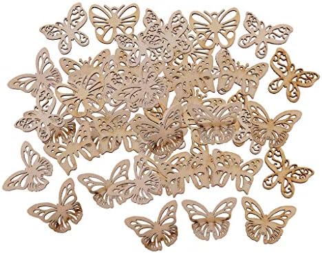 50 бр. Дървени Орнаменти във формата на Пеперуди, нарязани на Парчета, Изрязани Изделия за Производство на пощенски Картички, Scrapbooking,