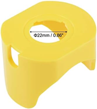 uxcell 22 мм, Пластмасов Бутон Двухфутового Кнопочного Прекъсвач Защитно покритие С Кръг Предупреждение За Аварийно Спиране Жълт цвят 2