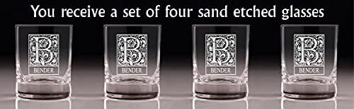 Персонализирани Първоначално Двойна Старомодна чаша Bender - Комплект от 4