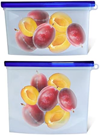 7Penn Силиконова чанта за съхранение на Хранителни продукти, 500 ml и 1000 ml - 2pk Миещи Сини Многократна употреба Опаковки за Сандвичи