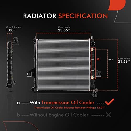 Радиатор за охлаждаща течност на двигателя A-Premium в събирането на маслен радиатор е Съвместим с Jeep Grand Cherokee 1999 2000 2001 2002
