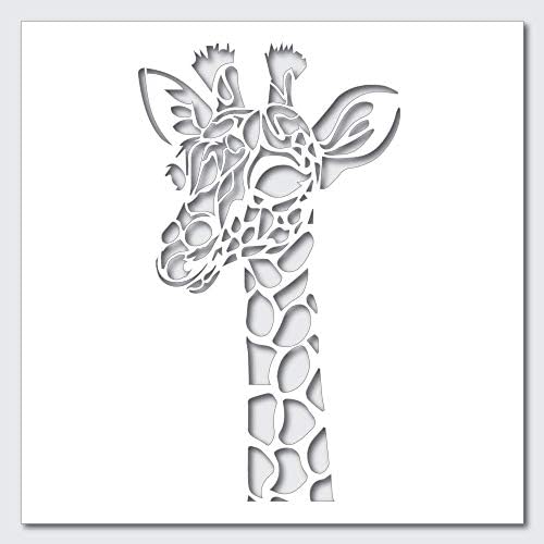 Шаблони Happy Жираф Zoo-Добрите Винил големи шаблони за рисуване върху дърво, над платното, на стената и т.н.-Multipack (S, M, L) | Ултра Дебел изложбен материал в бял цвят