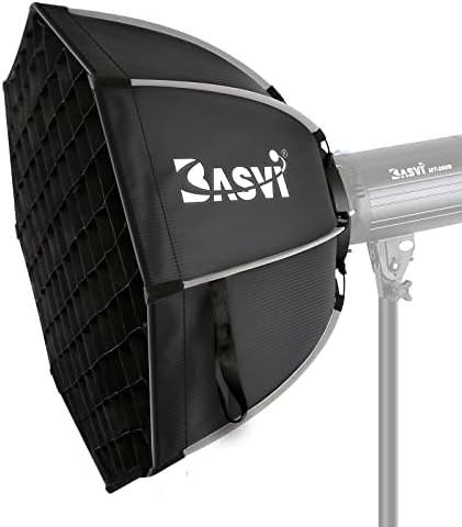 Осмоъгълни софтбоксный рефлектор BASVI BOS65 25,6 /65 см с метална мрежа и на два ръкавни рассеивателями, быстросъемный и gatefold, съвместим с Basvi MT-200B и други камери Bowens Mount Speedl