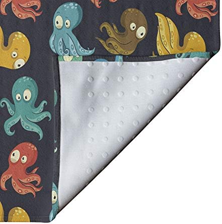Кърпа за подложка за йога Ambesonne Октопод, Забавни герои от Подводен живот на океана в стил Мультяшного фигурата на Октопода, Нескользящий