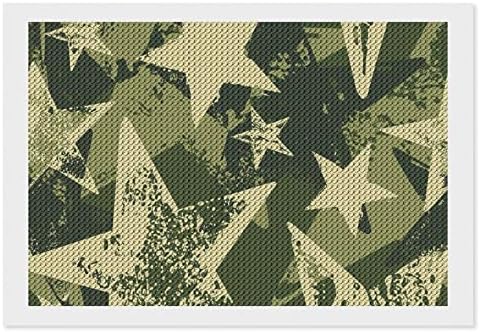 Зелен Камуфлаж, Военни Звезди Диамантена Живопис Комплекти 5D направи си САМ Пълна Тренировка Планински Кристал Изкуство Стенен Декор за Възрастни 8 x12