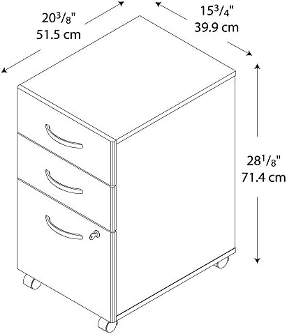 Произведено метален шкаф шкаф Bush Furniture Business Серията C с 3 чекмеджета, Череша Hansen