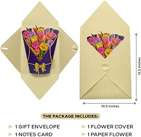 CardXpacE Изскачащи Картичка 3D, Букетная Хартия в Реален Размер, Изскачащи Поздравителни Картички Forever Flower с Плик и пощенска картичка за Бележки Лилав Цвят