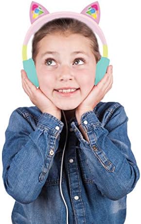 Gabba Goods Premium Детски/Безопасни Аудио слушалки с led подсветка в тъмното, надеваемые на ухото, Удобни стерео слушалки с мека подплата