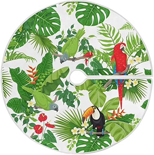 Oarencol Тропически Папагали Toucan Коледно Дърво Пола 36 инча Птици Палмови Листа, Цветя Коледна Празнична Парти Коледа
