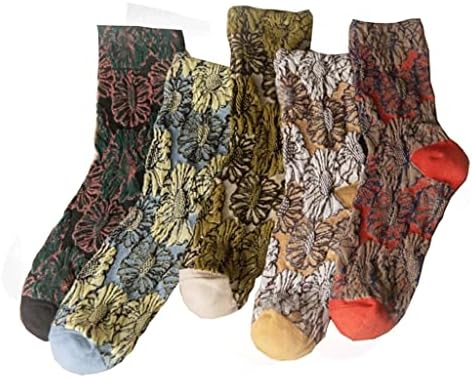 YFQHDD 5 Чифта Прекрасни Зимни чорапи в стил Харадзюку, Дамски Дълги чорапи в Кавайном Стил, Памучни Чорапи С Принтом В стил Момиче