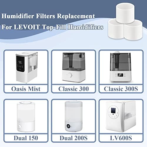 Смяна на филтър за овлажнител въздух за овлажнители LEVOIT Dual150, Dual200S, Classic300 (S), LV600S, серия OasisMist, Бял, 16 опаковки