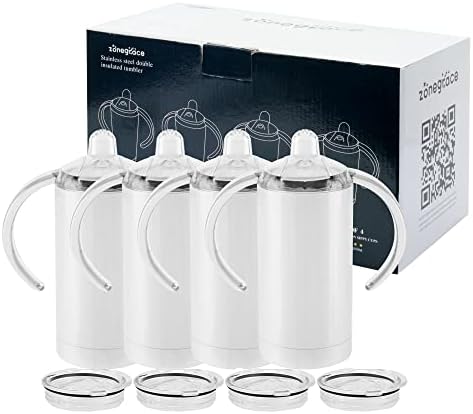 ZONEGRACE 4 Опаковки по 12 унции, сублимационен печат Бяла Е Директен чаша за Пиене, Изолирани Чаши от Неръждаема стомана с