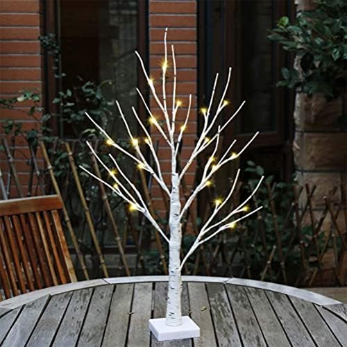 Осветени Бреза Дърво, Захранван С Батерии 24 Led Фенер за Домашно Парти Сватбен Декор