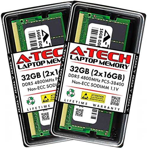 Комплект оперативна памет A-Tech 32 GB (2x16 GB), който е Съвместим с игри на лаптоп ASUS TUF Dash F15 FX517ZR|DDR5 4800 Mhz PC5-38400 sodimm памет Актуализация памет 1.1 V 262-Pin, Без ECC SO-DIMM