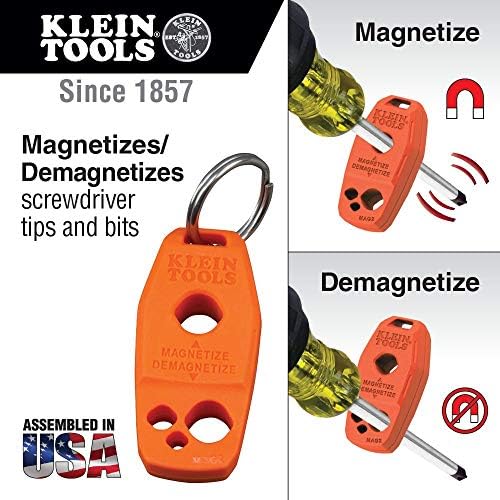 Klein ToolsKlein Tools 55895 Магнитна гривна и размагничиватель MAG2/Намагничиватель за отвертки и накрайници, кара инструменти магнитни с помощта на мощни редки магнити Klein Tools
