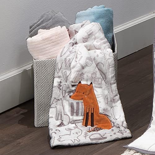 Детско Флисовое Одеяло Originals Animal Alphabet Сив Цвят с аппликацией под формата на Бели Лисици Преди лягане