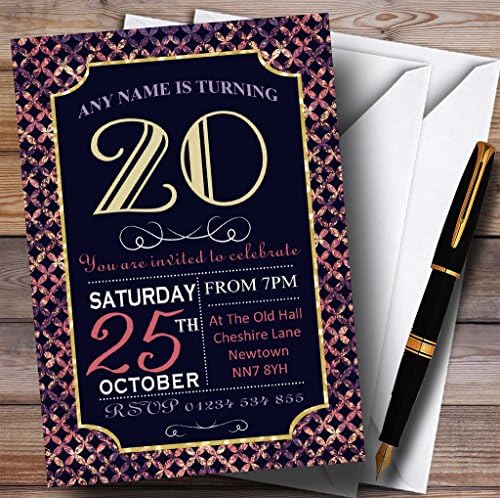 Пощенска картичка Zoo Pink Purple Glitz 20th Персонални Покани На парти по случай рождения Ден