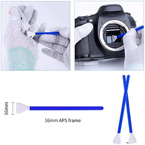 K & F Concept 16 Опаковки Тампони За почистване на сензора APS-C, Ръкавици, 16 мм, Тампони за Почистване на сензор за сензори APS-C Цифров