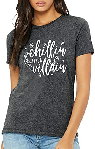 Риза Chillin Like a Villain, Женска Тениска Maleficent С Писмото Принтом, Къс Ръкав, Празнични Тениски Descendants, Върхове