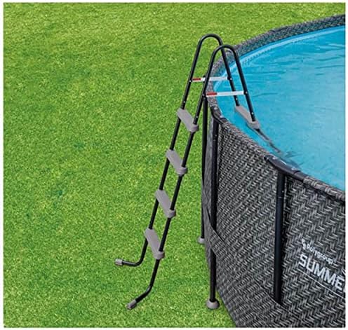 Комплект за басейн Summer Waves Elite P4A02048B с надземни рамка, 20 фута x 48 инча с предварително покритие помпа, капак за басейна, Стълбище, черен кърпа и почистващ комплект за п?