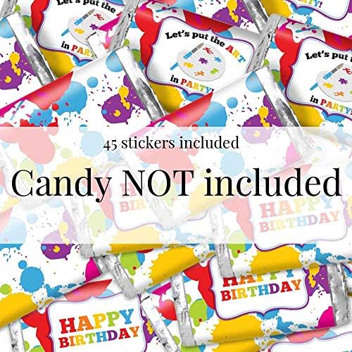 Опаковки за мини шоколадови блокчета с надписи Splatter Art and Painting за рожден ден за деца, 45 Оберток размер на 1.4