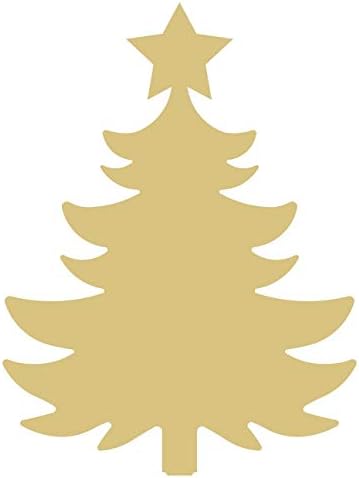 Силует на дърво Незаконченная Дървена Коледно Дърво със Звезда Празнична Врата Закачалка МДФ Форма на Платно Стил 7