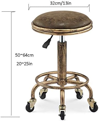 Маникюр, маса, Стол на колела, на Облегалката на стол с кафява седалка от изкуствена кожа Регулируема Височина 50-64 см, Поддържан тегло 160 кг, Столче за Фризьорство, Ма