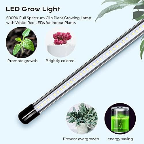 iPower Led Лампа за отглеждане на растения, 6000 К, лампа за отглеждане на растения с пълен Спектър, 84 бяло-червени светодиоди за стайни растения, 5-Степенна настройка на яр