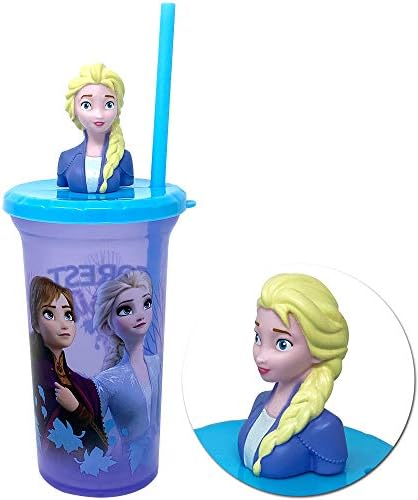 Granshop Дисни Frozen Елза 3D Герой Мухъл Чаша за вода с Соломинкой за Еднократна употреба, 15 грама, не съдържа BPA от Zak Designs