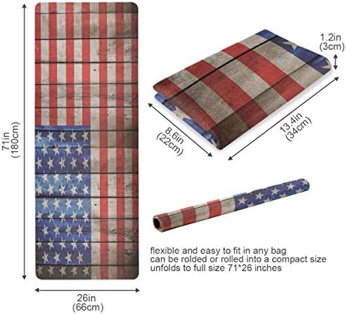 Baofu Американски Флаг Нескользящий килимче За Йога Упражнения Фитнес Устойчив на Гореща Мат Дълъг TPE Сгъваем Натурален Нетоксичен