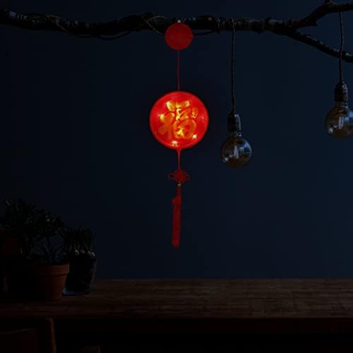 SOLUSTRE Коледни Светлини 3D Китайски Коледни Висящи Лампи Китайски Йероглиф Фу Възел Фенер Светлинен Китайското Коледна Украса за 2022 Китайския