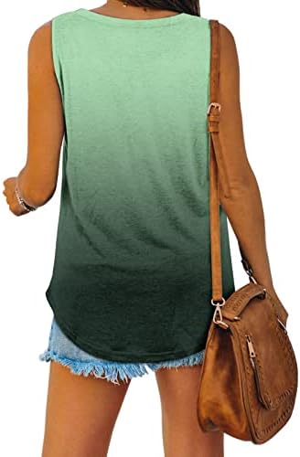 Дамски Модни Свободна Тениска с V-образно деколте Вратовръзка Боядисват, Базова Удобна Блуза Без Ръкави, Ежедневни Тениски, Топ