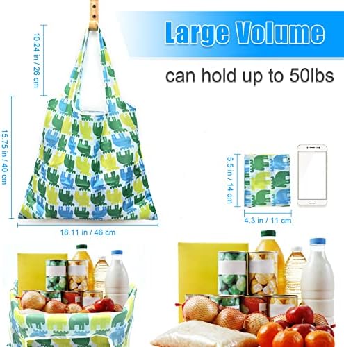 MRYUWB 6 бр. за Многократна употреба за Хранителни стоки Чанти Xlarge 50 паунда Сгъваеми Хранителни стоки Торби за Пазаруване Моющаяся