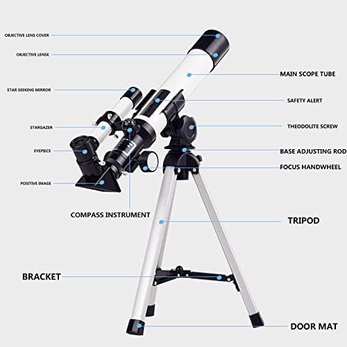 Астрономически телескоп за деца - Професионален телескоп-рефрактор за наблюдение на звездите HD с Фокусно разстояние 400 mm, Астрономически телескоп с голямо увеличе?