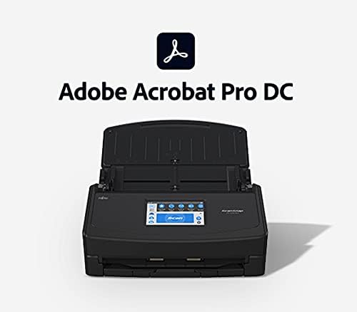 Цветен двустранен скенер на документи Fujitsu ScanSnap iX1600 Deluxe с Adobe Acrobat DC Pro за Mac и PC, черен и прост скенер на документи