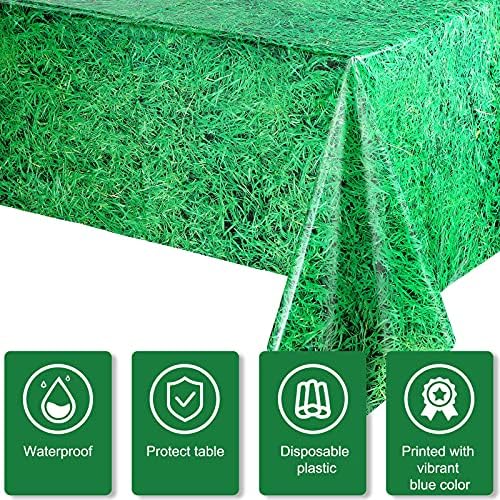 3 Предмет Еднократна употреба, Пластмасови покрития за маси с Трева, Светло Зелено Покритие със знака на Трева за футболни и спортни тематични