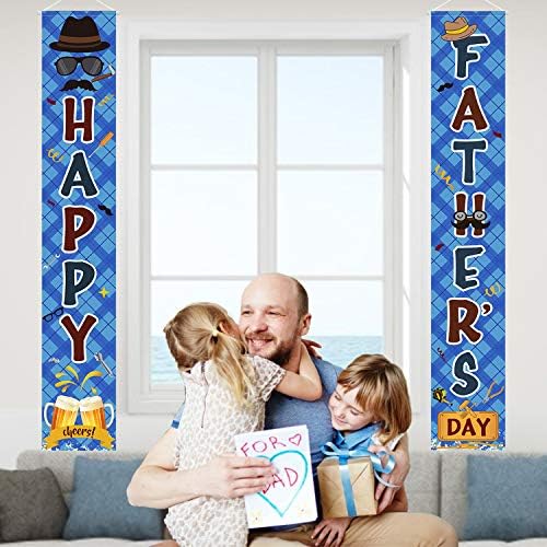 Декорации за Деня на бащите Знак на верандата - Банер Честит и Щастлив баща, Виси Табела На Входната Врата - Аксесоари за Парти
